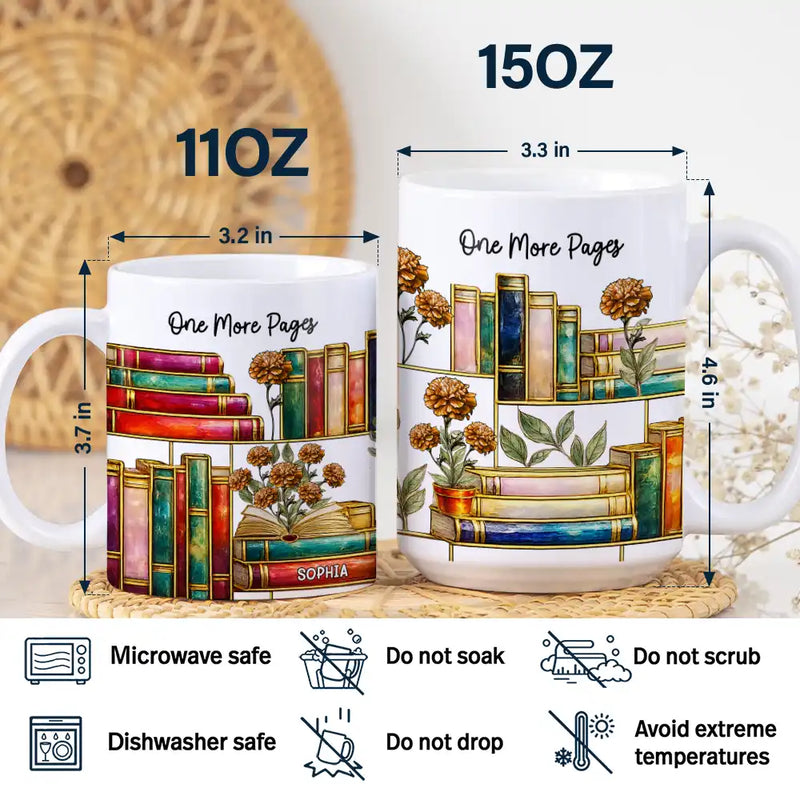 Reading,Gift For Yourself,Happy - Stained Glass Style Birth Month Flower A Girl Who Loves Books - Personalized White Edge-to-Edge Mug