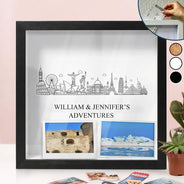 Travel,Gift For Yourself,Gift For Couples,Happy - Time To Travel Sketch Building Adventure - Personalized Ticket Memory Box