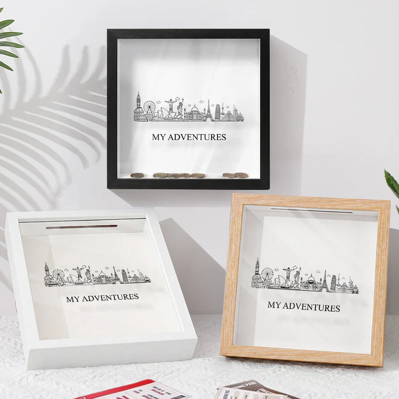 Travel,Gift For Yourself,Gift For Couples,Happy - Time To Travel Sketch Building Adventure - Personalized Ticket Memory Box
