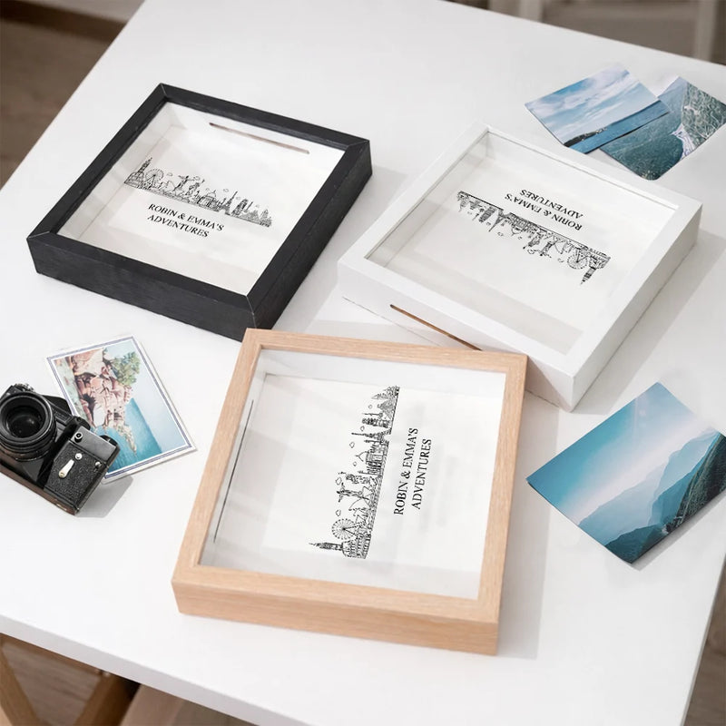 Travel,Gift For Yourself,Gift For Couples,Happy - Time To Travel Sketch Building Adventure - Personalized Ticket Memory Box