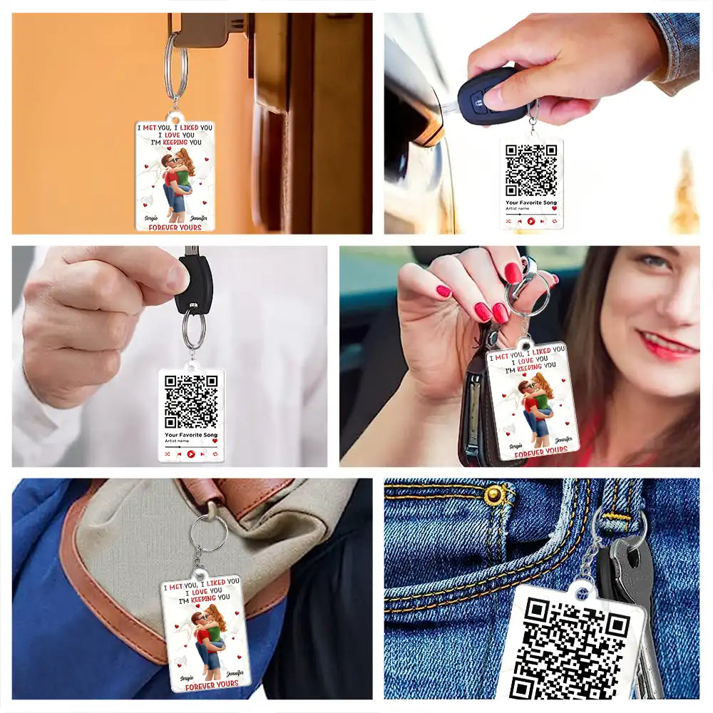 Gift For Couples,Gift For Husband,Gift For Wife,Gift For Boyfriend,Gift For Girlfriend,Love - QR Code Forever Yours Favorite Song Couple - Personalized Acrylic Keychain