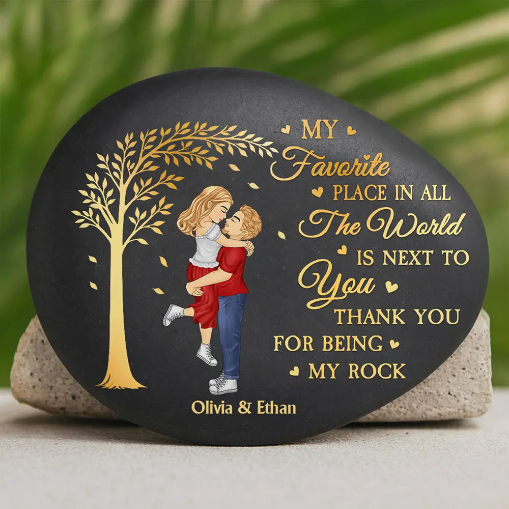Gift For Couples,Gift For Husband,Gift For Wife,Gift For Boyfriend,Gift For Girlfriend,Love - Kissing Couple Thank You For Being My Rock - Personalized Printed Rock