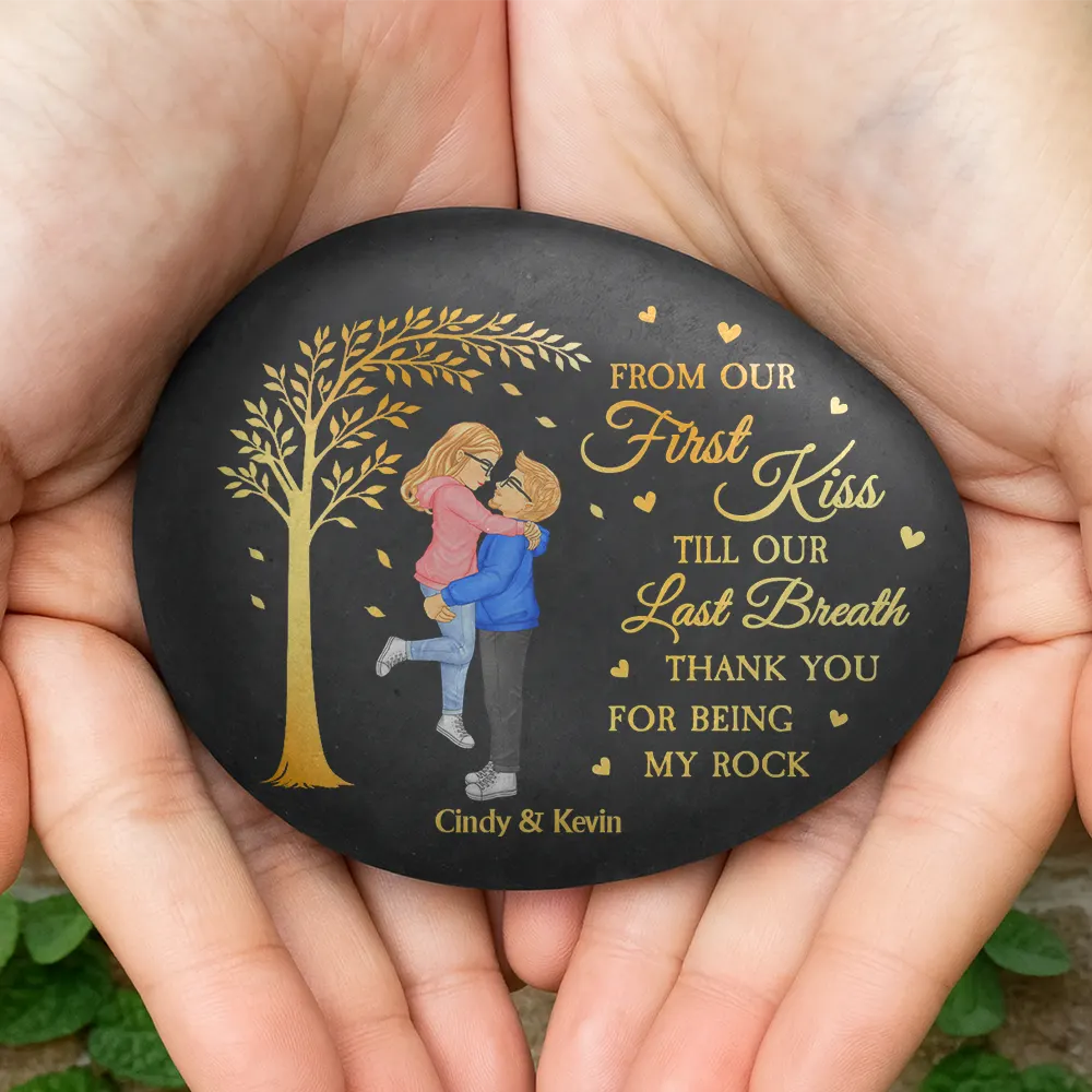 Gift For Couples,Gift For Husband,Gift For Wife,Gift For Boyfriend,Gift For Girlfriend,Love - Kissing Couple Thank You For Being My Rock - Personalized Printed Rock