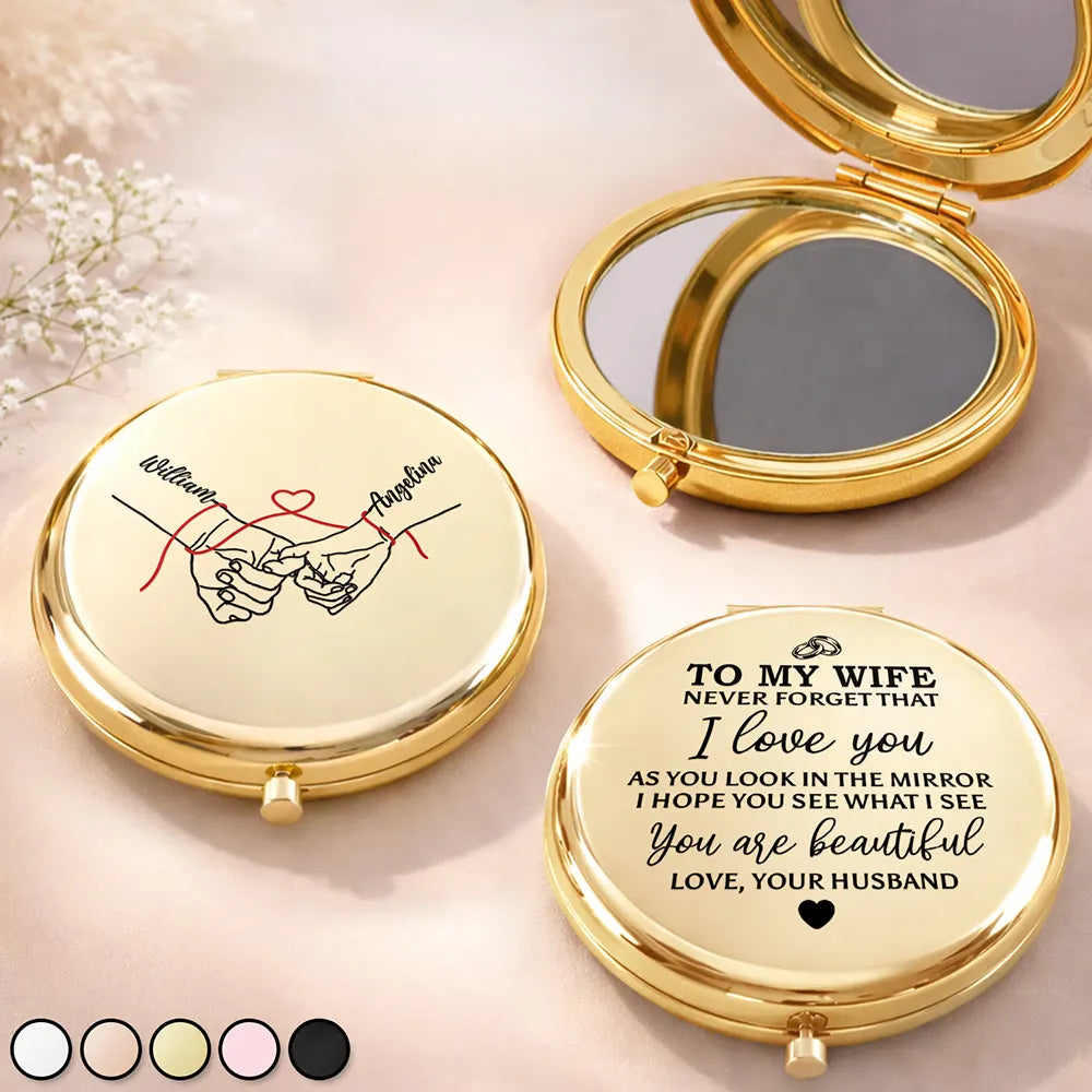 Gift For Couples,Gift For Wife,Gift For Girlfriend,Happy - To My Wife Hope You See What I See - Personalized Compact Mirror