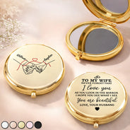 Gift For Couples,Gift For Wife,Gift For Girlfriend,Happy - To My Wife Hope You See What I See - Personalized Compact Mirror