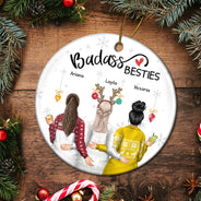 Christmas Backside Besties - Gift For Bestie - Personalized Circle Ceramic Ornament
