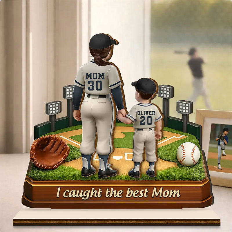 Baseball,Sport Mom,Gift For Mother,Happy - We Caught The Best Mom Baseball - Personalized Custom Shaped 2-Layered Wooden Plaque