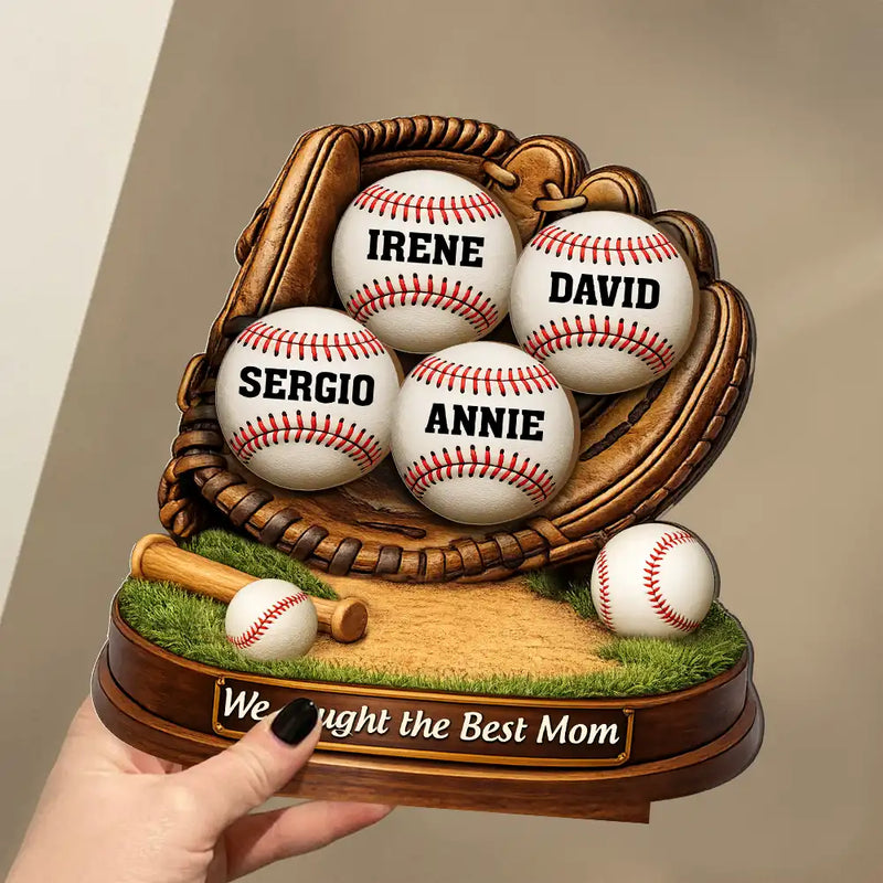 Baseball,Sport Mom,Mom,Children,Happy - We Caught The Best Mom Icon - Personalized Custom Shaped 2-Layered Wooden Plaque