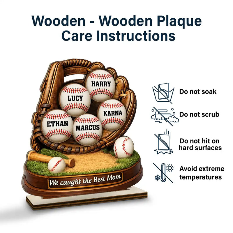 Baseball,Sport Mom,Mom,Children,Happy - We Caught The Best Mom Icon - Personalized Custom Shaped 2-Layered Wooden Plaque