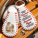 Baseball, Sport Mom, Gift For Mother, Happy - Custom Photo Pencil Sketch Behind Every Baseball Player - Personalized Leather Baseball Keychain