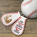 Baseball, Sport Mom, Gift For Mother, Happy - Custom Photo Pencil Sketch Behind Every Baseball Player - Personalized Leather Baseball Keychain
