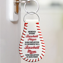 Baseball, Sport Mom, Gift For Mother, Happy - Custom Photo Pencil Sketch Behind Every Baseball Player - Personalized Leather Baseball Keychain