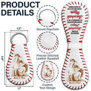 Baseball, Sport Mom, Gift For Mother, Happy - Custom Photo Pencil Sketch Behind Every Baseball Player - Personalized Leather Baseball Keychain