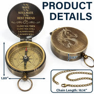 Gift For Couples, Gift For Husband, Gift For Wife, Gift For Boyfriend, Love - I Love You Then I Love You Still - Personalized Engraved Brass Compass