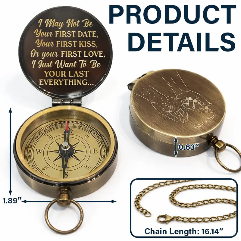 Gift For Couples, Gift For Husband, Gift For Wife, Gift For Boyfriend, Love - Your Last Everything Couple - Personalized Engraved Brass Compass