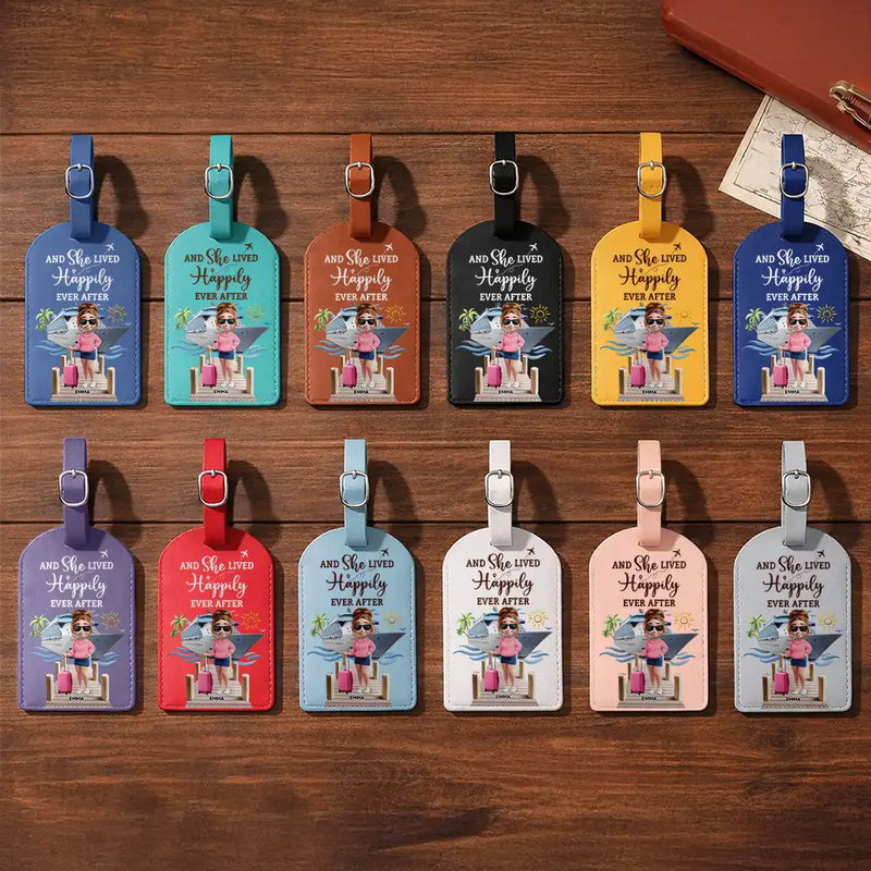 Travel,Cruising,Gift For Yourself,Funny - All My Cruise Crap - Personalized Leather Luggage Tag