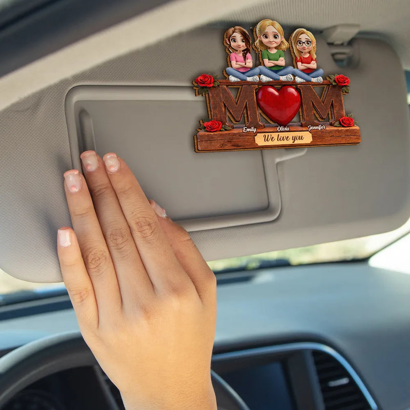 Gift For Mother,Mom - Children,Happy - Mother & Children Mom We Love You - Personalized Custom Shaped Car Visor Clip