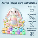 Gift For Grandma,Grandma - Grandkids,Gift For Mother,Easter,Happy - Bunny Grandma And Grandkids 3D Inflated Effect Printed - Personalized Custom Shaped Acrylic Plaque