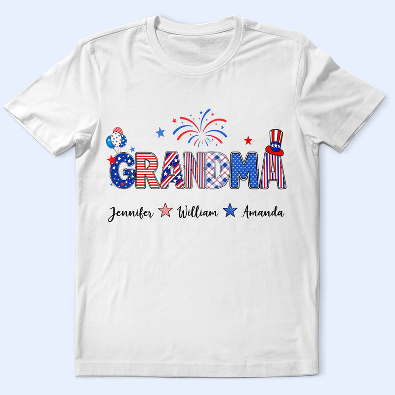 Gift For Mother, Gift For Grandma, America 250th, Happy - Stars & Stripes Mom Grandma Patriotic Title - Personalized T Shirt