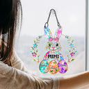 Happy,Gift For Wife,Gift For Mother,Gift For Grandma,Easter - Easter Bunny Egg Grandma Mom Glass Effect - Personalized Window Hanging Suncatcher Ornament