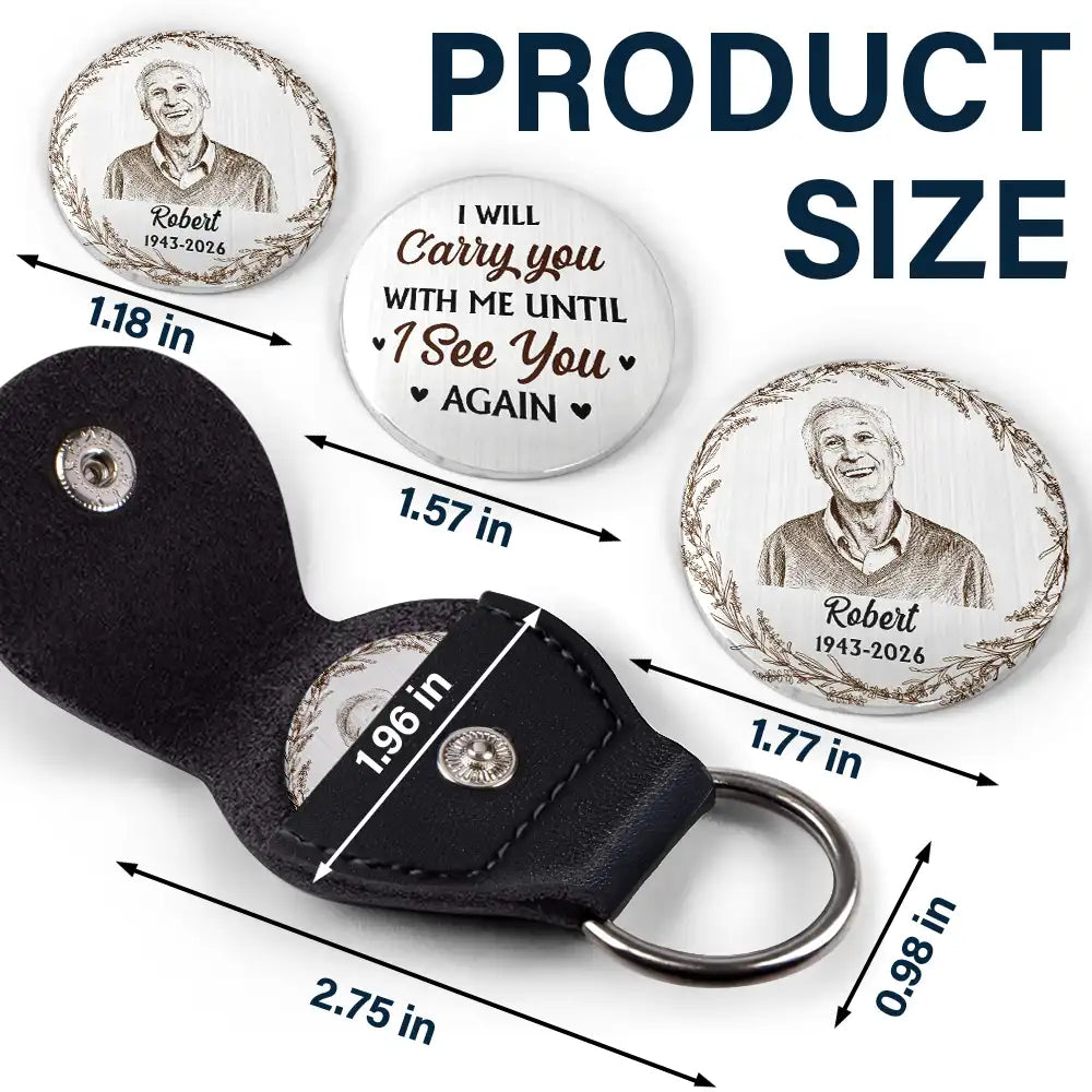 Custom Photo,Memorial,Family,Sad - Custom Photo Pencil Sketch Memorial Still With Me - Personalized Leather Pocket Hug