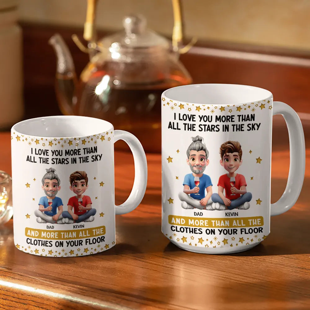 Mom - Daughters (Adult),Mom - Sons,Gift For Son,Gift For Daughter,Funny - Love You More Than All The Stars - Personalized White Edge-to-Edge Mug