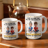 Mom - Daughters (Adult),Mom - Sons,Gift For Son,Gift For Daughter,Funny - Love You More Than All The Stars - Personalized White Edge-to-Edge Mug