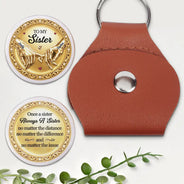 Gift For Sisters,Gift For Women,Happy,Top Market - 3D Metal Effect Once A Sister Always A Sister - Personalized Leather Pocket Hug