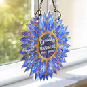 Gift For Grandma,Grandma - Grandkids,Gift For Mother,Gift For Women,Happy,Top Market - Stained Glass Effect Sunflower Grandkids Make Life Grand - Personalized Window Hanging Suncatcher Ornament