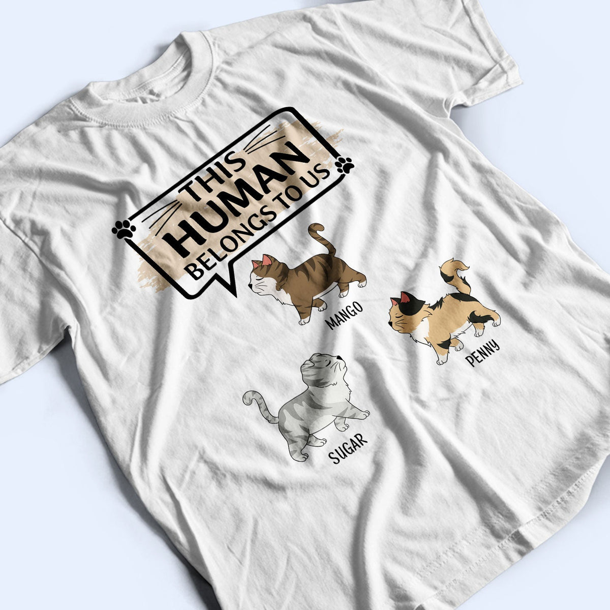 This Human Belongs To - Gift For Cat Lovers - Personalized T Shirt