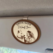 Family, Gift For Bestie, Dog Lovers, Cat Lovers, Happy, Custom Photo, Gift For Mother, Gift For Father - Custom Photo Pencil Sketch Drive Safe Family Besties Dog Cat Portrait - Personalized Custom Shaped Car Visor Clip