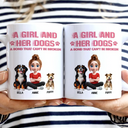 Pet Lovers,Pet Mom,Pet Dad,Cat Lovers,Cat Mom,Cat Dad,Dog Lovers,Dog Mom,Dog Dad,Gift For Women,Gift For Men,Happy,Top Market - Distressed Text Effect A Girl And Her Dogs Cat - Personalized White Edge-to-Edge Mug