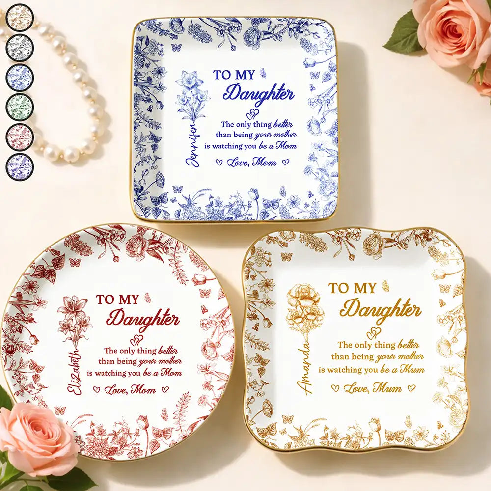 The Only Thing Better Than Being Your Mom Toile Birth Month Flower - Personalized Ring Dish