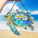 Gift For Grandma, Grandma - Grandkids, Beach, Happy, Gift For Mother - Turtle This Grandma Belongs To - Personalized Window Hanging Suncatcher Ornament