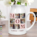 Gift For Mother,Gift For Grandma,Custom Photo,Love - Custom Photo Love You Mom - Personalized Ceramic Flower Vase