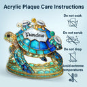 Gift For Grandma, Grandma - Grandkids, Beach, Happy - Turtle Stained Glass Effect Mom Grandma - Personalized Custom Shaped Acrylic Plaque