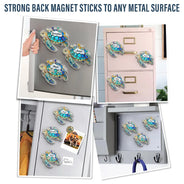 Gift For Grandma, Grandma - Grandkids, Beach, Happy - Turtle Stained Glass Mom Grandma - Personalized Acrylic Fridge Magnet