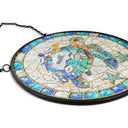 Gift For Grandma,Grandma - Grandkids,Beach,Happy - Turtle Stained Glass Mom Grandma - Personalized Stained Glass Window Hanging Suncatcher