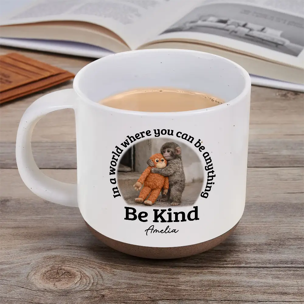 Punch Monkey,Gift For Yourself,Love,Gift For Bestie,Gift For Women,Gift For Men - In A World Where You Can Be Anything Be Kind - Personalized Pottery Mug
