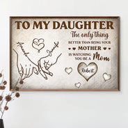 Gift For Daughter,Mom - Daughters (Adult),Grandma - Grandkids,Love,Top Market,Icon - Holding Hand To My Daughter - Personalized Poster