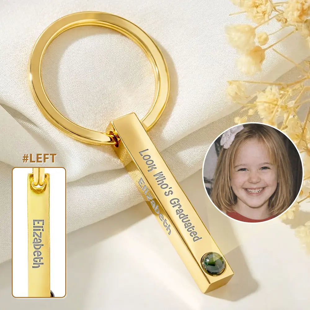 Custom Photo Childhood Look Who's Graduated - Personalized Photo Projection Keychain