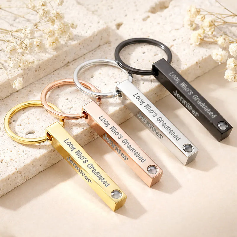 Funny,Happy,Family,Gift For Yourself,Gift For Daughter,Gift For Son,Gift For Sisters,Gift For Brothers,Gift For Bestie,Gift For Sibling,Graduation - Custom Photo Childhood Look Who's Graduated - Personalized Photo Projection Keychain