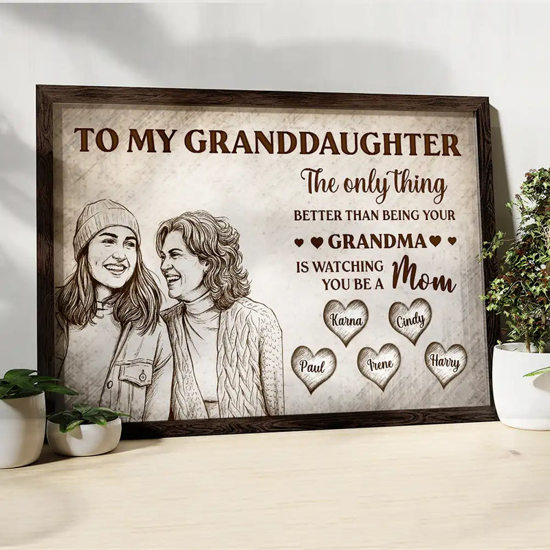 Gift For Daughter,Mom - Daughters (Adult),Grandma - Grandkids,Love - Custom Photo Pencil Sketch To My Daughter Mom And Daughter - Personalized Poster