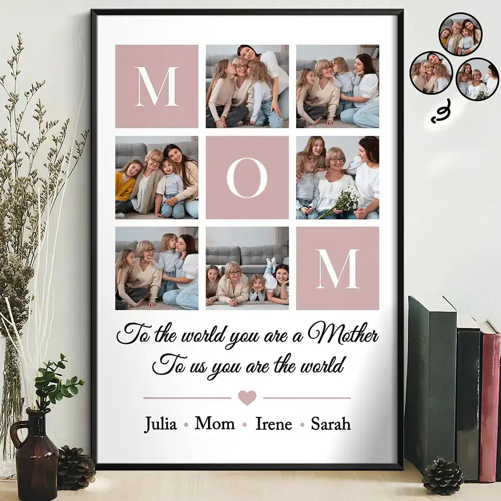 Gift For Mother,Gift For Grandma,Custom Photo,Love - Custom Photo Mom To Us You Are The World - Personalized Poster