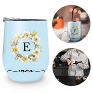 Gift For Yourself,Gift For Women,Gift For Mother,Happy,Top Market - Birth Month Flower Name Blooming - Personalized Wine Tumbler