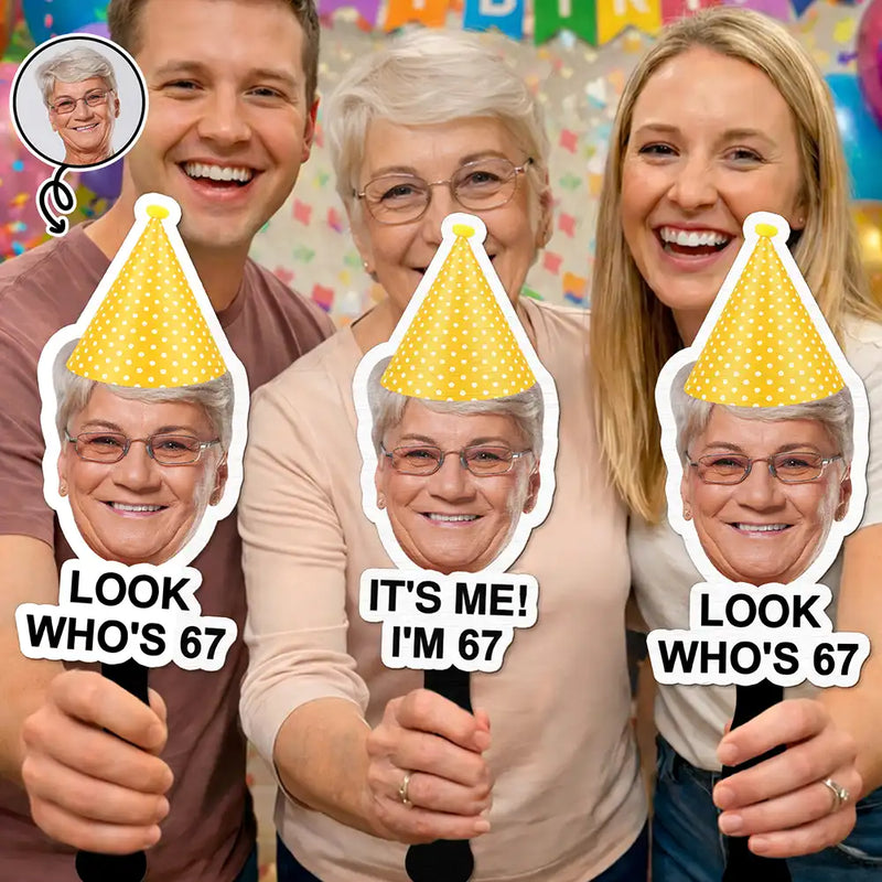 Happy,Funny,Gift For Husband,Gift For Wife,Gift For Boyfriend,Gift For Girlfriend,Gift For Yourself,Gift For Women,Gift For Men,Gifts For Colleagues,Gift For Bestie,Family - Custom Photo Funny Happy Birthday - Personalized Handheld Fan