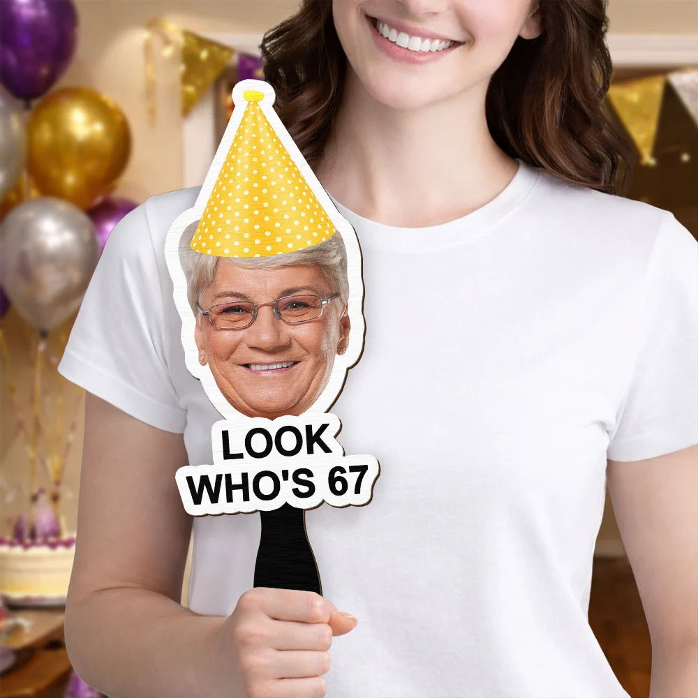 Happy,Funny,Gift For Husband,Gift For Wife,Gift For Boyfriend,Gift For Girlfriend,Gift For Yourself,Gift For Women,Gift For Men,Gifts For Colleagues,Gift For Bestie,Family - Custom Photo Funny Happy Birthday - Personalized Handheld Fan