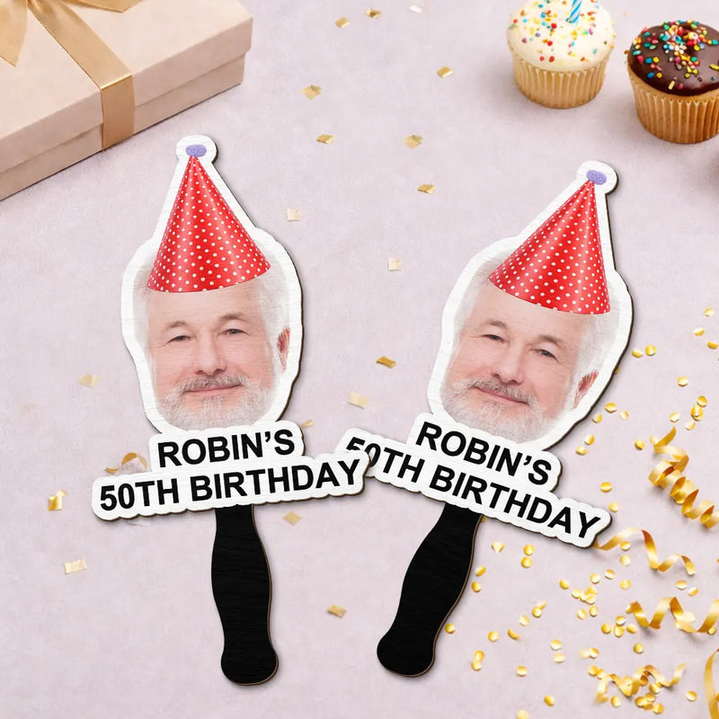 Happy,Funny,Gift For Husband,Gift For Wife,Gift For Boyfriend,Gift For Girlfriend,Gift For Yourself,Gift For Women,Gift For Men,Gifts For Colleagues,Gift For Bestie,Family - Custom Photo Funny Birthday Crew - Personalized Handheld Fan