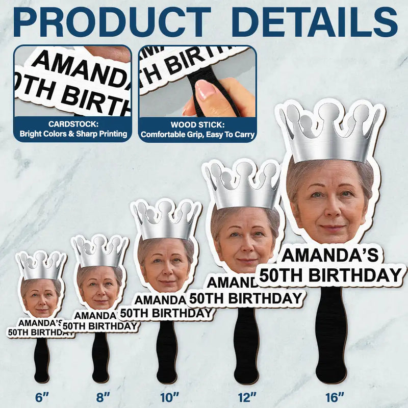 Happy,Funny,Gift For Husband,Gift For Wife,Gift For Boyfriend,Gift For Girlfriend,Gift For Yourself,Gift For Women,Gift For Men,Gifts For Colleagues,Gift For Bestie,Family - Custom Photo Funny Birthday Crew - Personalized Handheld Fan