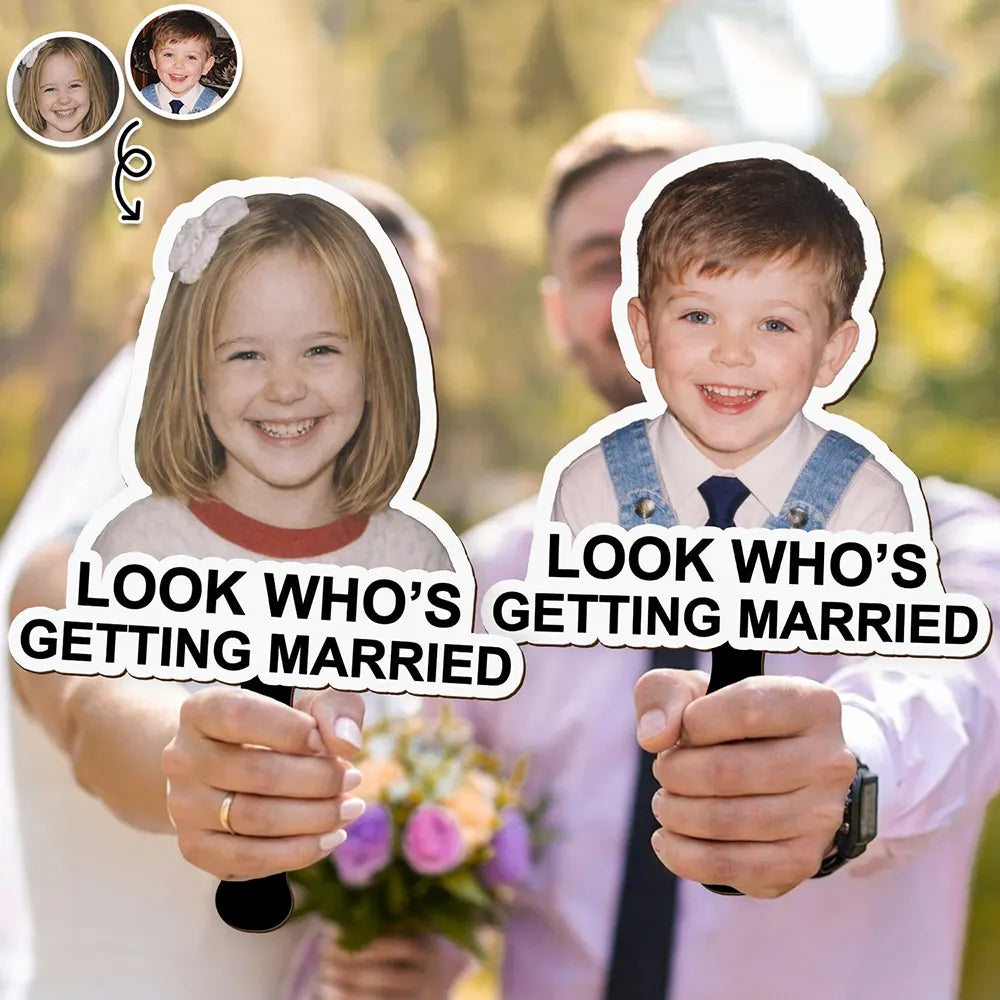 Custom Photo Look Who's Getting Married - Personalized Handheld Fan